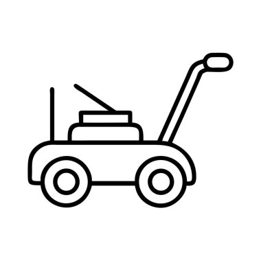 Ev işleri için bir çim biçme makinesinin temel çizgi simgesi