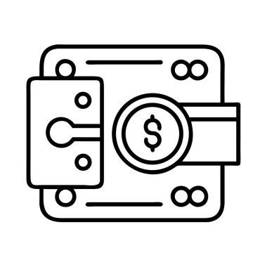 Dolar madeni para sembollü mali güvenlik cüzdanı simgesi
