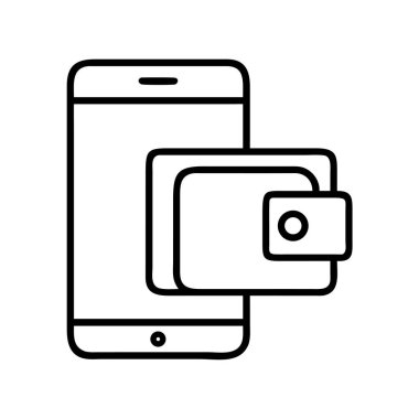 Dijital cüzdan simgesine sahip akıllı telefon ile mobil ödeme