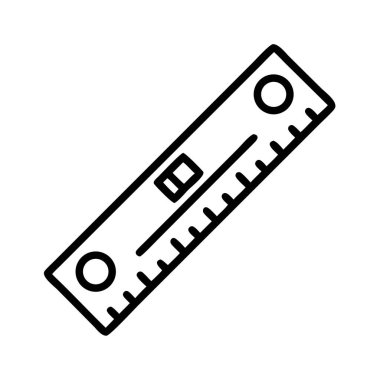 Bütünleşik seviyesi olan bir cetvelin çizgi resim simgesi