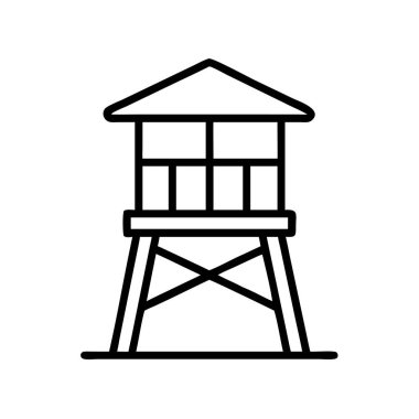 Sahil güvenlik kulesinin basit çizgi simgesi