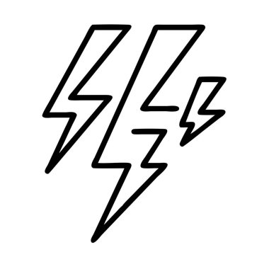 Üç el çizilmiş yıldırım sembolleri, elektrik