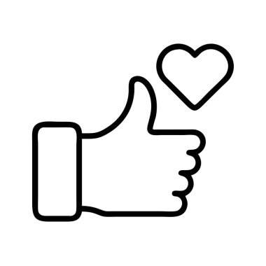 Yüzen bir kalp ikonu ile el hareketi baş parmak yukarı