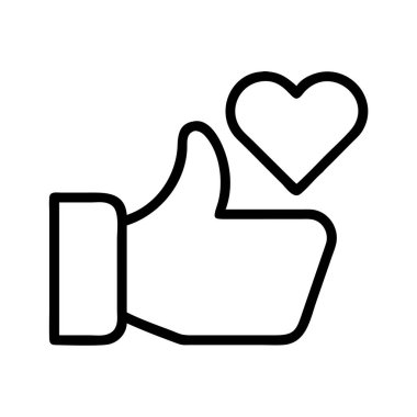Sosyal medya gibi ve sevgi düğmesi ana hatlı vektör simgesi
