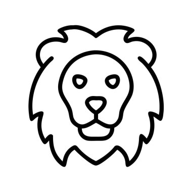 Yele ile aslan başı simgesi, basit bir siyah ana hat vektörü