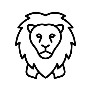 Aslan başı tasarım projeleri için basit çizgi resim simgesi.