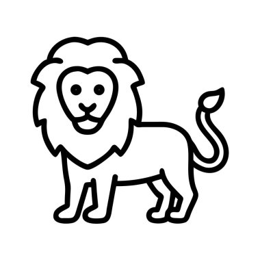 Siyah ana hatlı çizgi film aslan simgesi çizimi grafiği