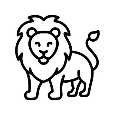 Yele ile biçimlendirilmiş aslan simgesi, basit dış hat vektörü