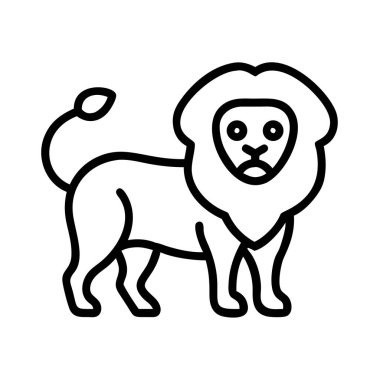 Siyah ana hatları kalın Aslan simgesi ayakta duran hayvan