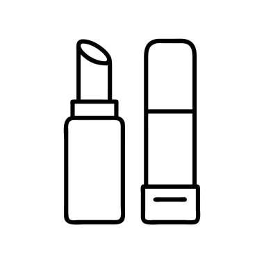 Güzellik ürünleri için ruj ve kapak ana hatları vektör simgesi