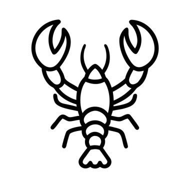 Kerevit ya da ıstakoz deniz ürünleri çizgisi resim ikonu çizimi