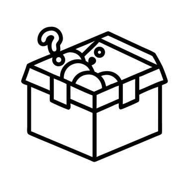 Soru işareti ana hatlı gizemli kutu simge kavramı