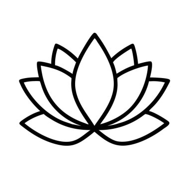 Lotus çiçeği ana hatları simge vektör tasarımı çizimi