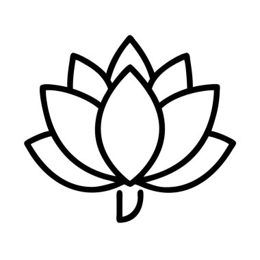 Basit nilüfer çiçeği ana hatları ikon vektör çizimi.