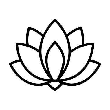 Meditasyon için stilize nilüfer çiçeği çizgisi resim simgesi