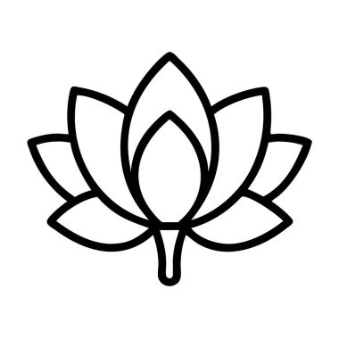 Minimalist çizgi sanat nilüfer çiçeği ikonu beyaz üzerine izole
