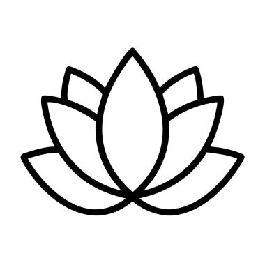 Nilüfer çiçeği simgesi basit çizgileri izole eder