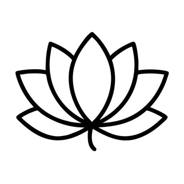 Lotus çiçeği minimalist ana hatlı vektör simgesi tasarımı