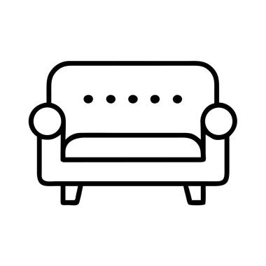 Koltuk simgesi ana hatları siyah basit doğrusal modern tasarım