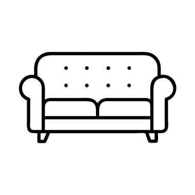 Ev mobilyası tasarımı için iki koltuklu sıra simgesi