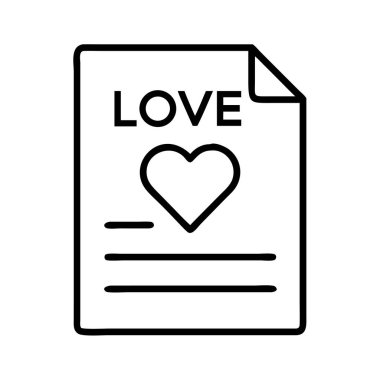 Kalp sembollü ve katlanmış kağıtlı aşk harfi simgesi