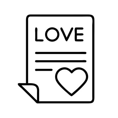 Kalp ve metin satırlı aşk mektubu simgesi