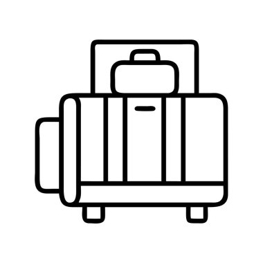 Seyahat için istiflenmiş valizlerin çizgi resim simgesi