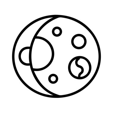 Kraterlerle Ay faz ana hatları ikon vektör çizimi