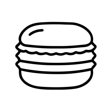 Fast food ya da sandviç tasvir eden ana hatlı burger ikonu