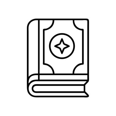 Sihirli büyü kitabı ikonu çizim çizgisi sanat kavramı