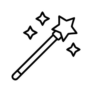 Parlak yıldızlı sihirli değnek vektör ikonu sanatı.