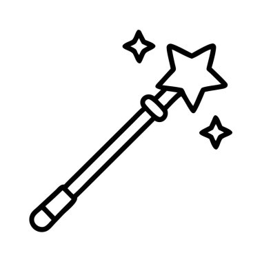 Yıldızlı ve parıltılı sihirli bir değneğin ana simgesi