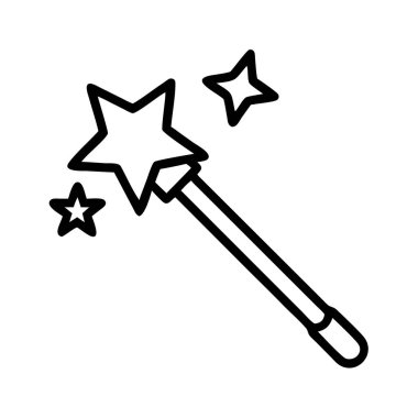 Yıldızlı sihirli değnek, ana hatlı sanat simgesi tasarımı