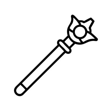 Çizgi sanatı sihirli asa simgesi, fantezi sihirbazı güç sembolü