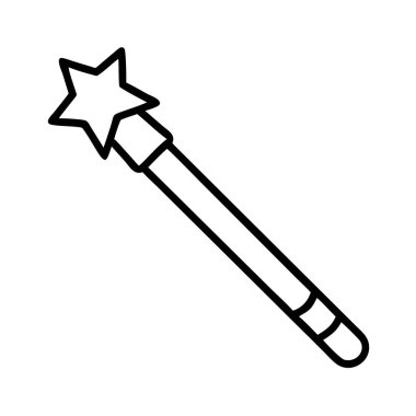 Yıldız uçlu sihirli değnek basit ana hat resim simgesi
