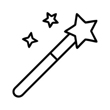 Sihirli değnekli yıldız çizgisi efsunlu resim simgesi