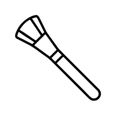 Makyaj fırçası ana hatları simgesi, kozmetik araç illüstrasyonu