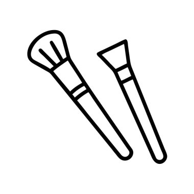 Güzellik ürünleri özet simgesi için makyaj fırçası ayarlandı