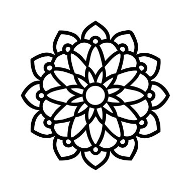 Detaylı simetrik mandala nilüfer çiçeği ana hatları tasarımı