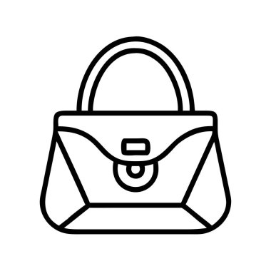 Şık bir bayanın el çantası veya çantasının taslak simgesi