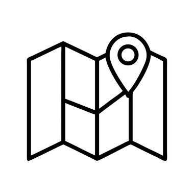 Noktalı iğne çizgisi sanat vektör ikonu tasarımı ile katlanmış harita