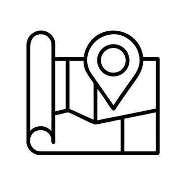 Navigasyon ve seyahat için konum pin simgesine sahip harita.