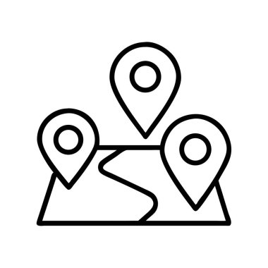 Çoklu konum pimleri rota izleme simgesine sahip harita