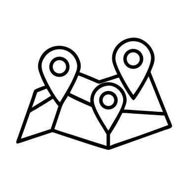 Üç konum kodlu katlanmış harita navigasyon simgesi