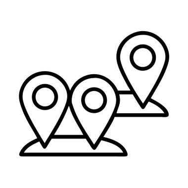 Güzergah veya yolculuk yolu için çoklu harita konumu iğneleri