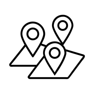 Harita yüzeyindeki üç konum iğnesinin ana simgesi