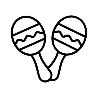 Beyaz arkaplanda Maracas müzik aleti simgesi ana hatları