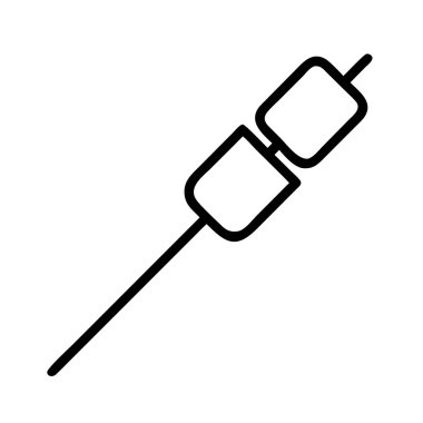 Marshmallow şiş çizgisi sanat ikonu, tatlı kamp ateşi ikonu.