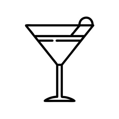 Klasik martini kokteyl bardağı ana hatları ikon vektör tasarımı