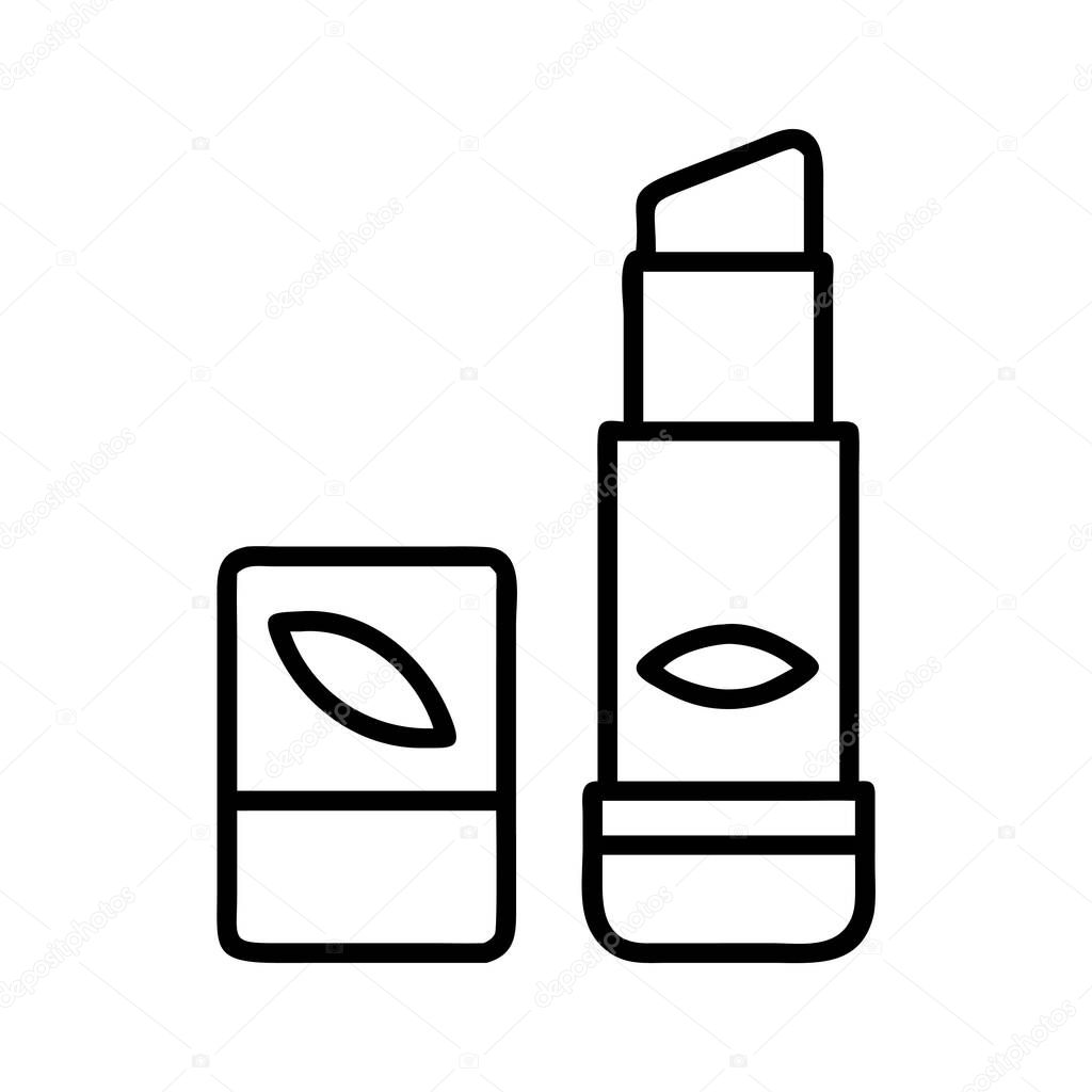 Outline cosmetic lipstick with natural leaf design symbol